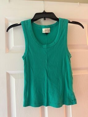 Green Ribbed Tank Top - Women's